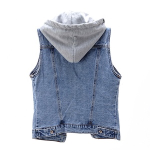 แจ็กเก็ตแฟชั่นแขนกุดใช้ได้ทุกเพศเสื้อยีน<span class=keywords><strong>ส์</strong></span>คาวบอยมีฮู้ดสำหรับผู้หญิงและผู้ชาย - Product Image 3