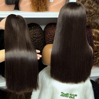 Perruque Lace 2x6 Vietnamienne Double Drawn, Cheveux Humains Vierges Remy Lisses Comme des Baguettes, Sans Colle, Nœuds Blanchis, Couleur Naturelle, 2*6
