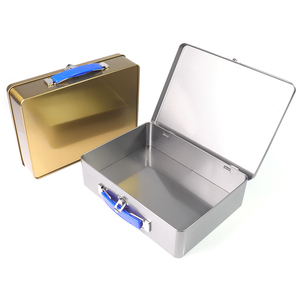 Công Suất Lớn Hình Chữ Nhật Cấp Thực Phẩm Hộp Quà Tặng Kim Loại Có Thể Vàng Bạc Cookie Biscuit Bánh <span class=keywords><strong>Tin</strong></span> Hộp Ăn Trưa Với Khóa Và Xử Lý - Product Image 1