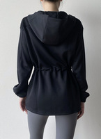 Veste de fitness longue à capuche pour femme grande taille, coupe ajustée, respirante, coupe-vent, séchage rapide, pour yoga et activités de plein air, personnalisable