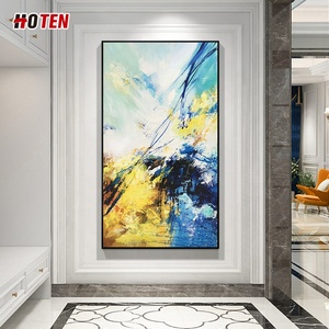 Dipinto a Olio Originale Giallo con Paesaggio, Realizzato a Mano su Tela, Grande Formato, <span class=keywords><strong>Pittura</strong></span> Spessa Personalizzata, Decorazione da Appendere - Product Image 5