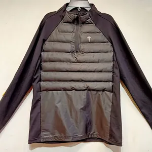 Venta al por mayor medio chaqueta-Taslan-Chaqueta acolchada de manga larga de poliéster, transpirable, para exteriores, acolchada, con media cremallera