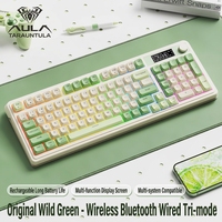 Teclado de Membrana Aula S99PRO Nuevo Retro Gris, USB Tipo-C, Retroiluminación RGB, Cableado + Inalámbrico 2.4G, Ergonómico, Teclas PBT, Diseño Pluma para Escritorio