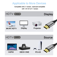 Cable HDMI 2.1 de Ultra Alta Velocidad 8K para Interfaz, 8K60HZ HDTV 4K 144HZ, Cable Adaptador de Video HDR para PC, Laptop, TV Box, PS5
