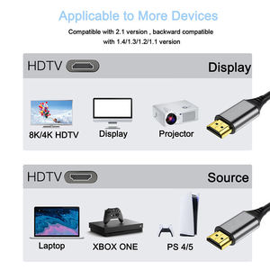 Câble <span class=keywords><strong>HDMI</strong></span> 2.1 8K60HZ Ultra Haute Vitesse pour Interface 8K, Adaptateur Vidéo HDR 4K <span class=keywords><strong>144HZ</strong></span> pour PC, Ordinateur Portable, Boîtier TV, PS5 - Product Image 3