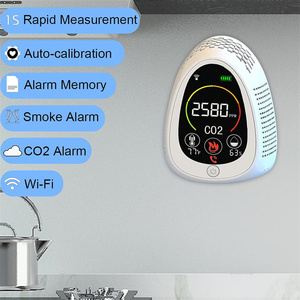 알람 적외선 NDIR 센서 <span class=keywords><strong>CO2</strong></span> 미터가있는 실내 공기질 모니터용 휴대용 벽걸이 형 데스크탑 <span class=keywords><strong>CO2</strong></span> 테스터 - Product Image 4