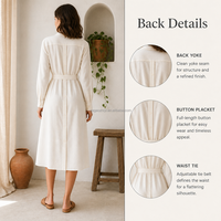 Robe chemise longue en popeline 100% coton, personnalisable, vente en gros, hiver/automne, Yegao, robes unies pour femmes, style décontracté, OEM