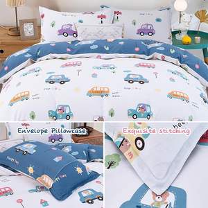 Ensemble <span class=keywords><strong>de</strong></span> <span class=keywords><strong>housse</strong></span> <span class=keywords><strong>de</strong></span> <span class=keywords><strong>couette</strong></span> pour enfants Twin Cotton Cartoon Car Truck Bedding Set for Boys Girls Comforter Cover Set - Product Image 2