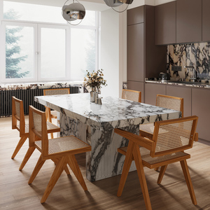 Mesa de mármol rectangular, muebles sencillos y baratos para cafetería y restaurante - Product Image 6
