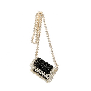 Monederos y bolsos de lujo para mujer, bolso de mano de noche con cuentas a la moda, bolsos de hombro tipo bandolera con cadena de perlas para mujer - Product Image 1