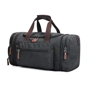 Duffle bolsa de lona 45l/55l, cor escura, cinza escuro, para homens, com bolsa de sapato, viagem, finais de semana
