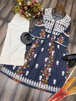 NOUVEAU TOP TENDANCE EN RAYON IMPRIMÉ AVEC BRODERIE À FILS, PANTALON DE TRAVAIL, COULEUR MAGNIFIQUE, VÊTEMENT QUOTIDIEN CASUEL, KURTI PANTALON DE HAUTE QUALITÉ POUR TOUTES LES SAISONNÉES