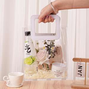 Индивидуальная рекламная прозрачная сумка, маленькая Подарочная сумка, пластиковая прозрачная сумка с ручками - Product Image 5