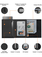 Dompet tempat kartu RFID pria, dompet 3 lipat magnetik sikat Anti Maling Tag aluminium gaya bisnis ramping kulit PU dengan Logo