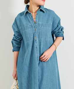 Autunno inverno Casual abito in Denim allentato da donna abbellimenti con bottoni di alta qualità tessuto stampato digitale per stile Comfort - Product Image 1