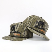 Topi Grosir Custom Taktis Camo Berburu Katun Bordir 3D 5 Panel Tali Pinggiran Datar Pria Memancing Kamuflase Snapback Caps