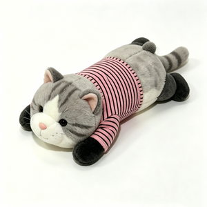 Customized Grey and white <b>cat</b> stuffed animal,Reclining <b>cat</b> <b>plush</b> toy,Soft <b>cat</b> body pillow, Fluffy tabby <b>cat</b> stuffed toy - Product Image 6