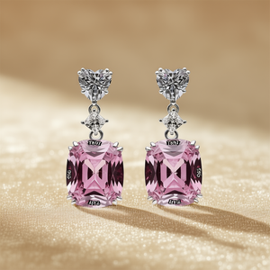 Orecchini pendenti in cristallo bianco champagne con taglio a cuore per donna, gioielli romantici da festa, montatura a griffe in lega E3884 - Product Image 2