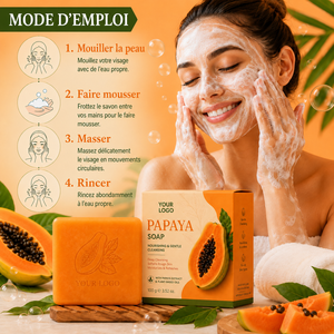 Private Label OEM Natural Organic Bathing Care Hydrating Soft Skin Gentle Wash Dull Dry Skin Botanical Vegan Formula Papaya <b>Soap</b> - Product Image 5