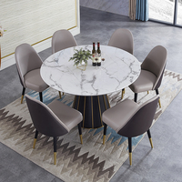 Table à manger en marbre de style italien de luxe avec chaise simple moderne légère Combinaison de supports Design minimaliste contemporain
