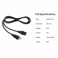 Câble d'alimentation IEC60320 C13 NEMA 5 15P 18AWG 10A 125V 3 broches CA pour ordinateur de bureau, moniteur, imprimante, routeur, serveur