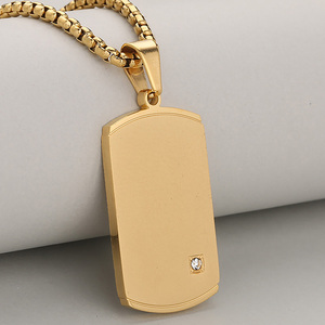 <span class=keywords><strong>Collana</strong></span> in Acciaio Inossidabile Personalizzabile all'Ingrosso per Incisione, Ciondolo Semplice da <span class=keywords><strong>Uomo</strong></span> Tipo Dog Tag <span class=keywords><strong>Placcato</strong></span> <span class=keywords><strong>Oro</strong></span>, Gioielli Fai-da-Te alla Moda - Product Image 2
