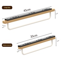 Barre de suspension multifonctionnelle en bois, porte-serviettes rétractable dissimulé pour placard et salle de bain