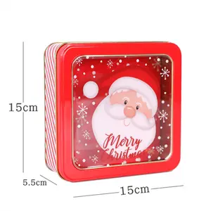 Christmas gift Cookie iron box Transparent cosmetic packing box Rectangular tin box