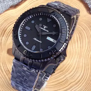 SKX Mod NH36 jam tangan mekanis pria, SUB Hitam Dial kubah kaca safir 20bar tahan air 120 klik jam Dive Bezel 3.8