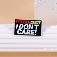 En gros, épingles en métal à thème dessin animé, épingles émaillées avec citation textuelle amusante 'BREAKING NEWS I DON'T CARE', broches moulées uniques à thème féerique, souvenirs