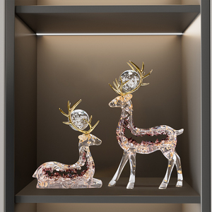 Figuras de Ciervos de Cristal, Par de Estatuas de Resina con Astas Doradas de Lujo para Sala de Estar, Mueble de TV, Decoración del Hogar, Regalo - Product Image 3