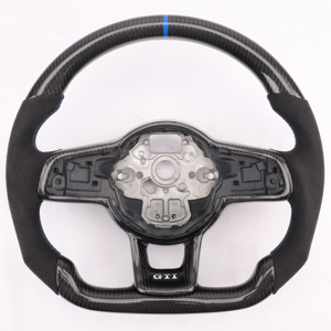 Volant personnalisé en fibre de carbone 3K véritable pour VW <span class=keywords><strong>Golf</strong></span> <span class=keywords><strong>7</strong></span> MK7 GTI R Lamando GTS, cuir Alcantara/Nappa, anneau de couture personnalisé - Product Image 3