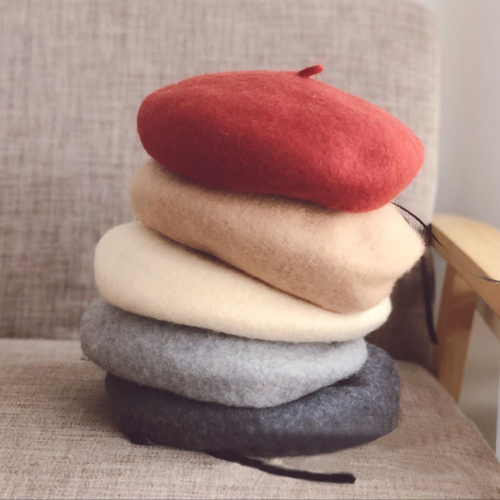 Шерстяной берет шапка во французском стиле шапка бини однотонные зимние шапки для детей для девочек повседневное использование M2328