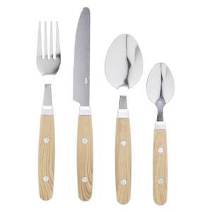 Ensemble de couverts Inox Menagere 24 pièces avec manche en rivet effet bois, cuillère, fourchette, couteau à steak, couverts en vrac, vente en gros - Product Image 2