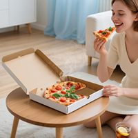 Boîtes à mini-pizzas rectangulaires blanches en carton ondulé avec doublure en papier 25,4x25,4x3,8cm pour plats à emporter, fêtes, gâteaux, mariages, restaurants