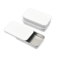 Boîte coulissante en métal personnalisée 70x40x13mm, mini-conteneur de rangement en métal blanc, emballage de luxe en fer blanc pour crèmes cosmétiques