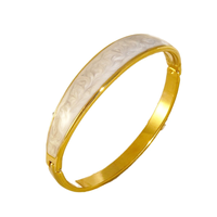 Acier titane plaqué or 18 carats, émail multicolore effet goutte d'huile, style géométrique ouvert, vintage, exquis, luxe léger