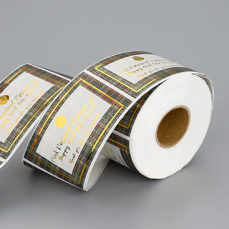Étiquettes adhésives en feuille d'or en rouleau imprimées personnalisées étiquette de logo autocollant en papier étanche pour emballage