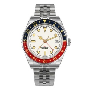 Montre automatique classique GMT 4 aiguilles pour plongeur, saphir, luminescente, revêtement antireflet, lunette vintage, étanche, montre-bracelet pour homme - Product Image 1