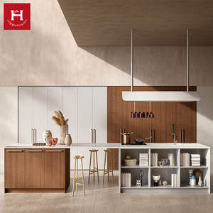 HAPPY HOUSES Meubles de <span class=keywords><strong>cuisine</strong></span> en bois massif avec placage de noyer, style Wabi-Sabi, ensemble moderne sur mesure pour villa, armoire de rangement - Product Image 2