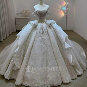 Vestido de Novia Romántico Bohemio, Estilo Princesa, Largo hasta el Suelo, con Espalda Descubierta, Adornado con Cuentas y Bordados, Modelo LSJ73 - Product Image 1