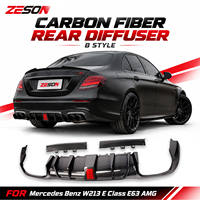 Diffuseur de pare-chocs arrière en fibre de carbone style B avec éclairage LED pour Mercedes-Benz W213 E63 E63S AMG berline et break 2017-2020