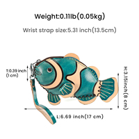 Porte-monnaie miniature en cuir véritable DUJIANG, motif poisson-clown, fermeture éclair, durable, portable, avec cordon, modèle unisexe K246