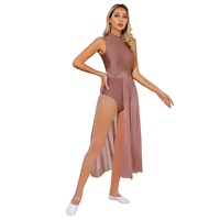 Tenue de danse lyrique sans manches pour femmes, costume de scène, justaucorps en maille avec empiècements, robes de danse