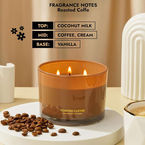 Vente en gros de 3 mèches de bougie parfumée à la cire de soja naturelle de luxe de marque privée dans un bocal en verre - Product Image 2