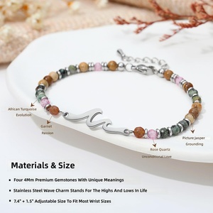 TONY SANDY Bracelet d'amitié pour femme, motif vague unique, idéal pour <span class=keywords><strong>anniversaire</strong></span> et Noël - Cadeau pour sœur, meilleure amie, ou pour les petits cadeaux de Noël - Product Image 3