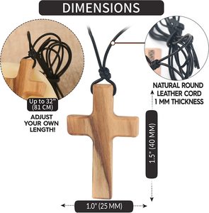 Colgante de cruz de madera de olivo <span class=keywords><strong>para</strong></span> hombres y mujeres, primera comunión, regalos religiosos cristianos, collar de Cruz de confirmación de madera, artesanías - Product Image 2