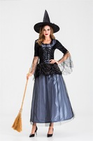 Hexen-Kostüm für Damen, TV- und Film-Inspiration, für Erwachsene, Halloween-Party, Cosplay und Fasching, Polyester, mit Hut und Kleid