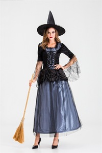 Costume de sorcière pour femmes, pour adultes, pour <span class=keywords><strong>Halloween</strong></span>, cosplay et <span class=keywords><strong>déguisement</strong></span>, en polyester, avec chapeau et robe - Product Image 3