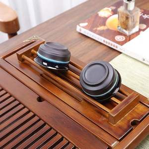 Bandeja de Té de Madera Maciza Reutilizable Estilo Chino, Mesa de Té de Madera con Tapete de Bambú - Product Image 6